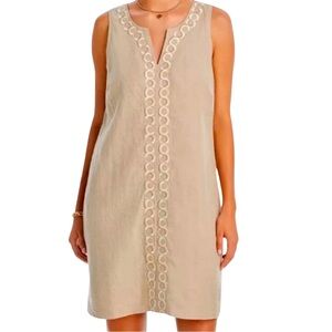 Tommy Bahama Embroidered Linen Shift Dress • Fully Lined • Large • LIKE NEW
